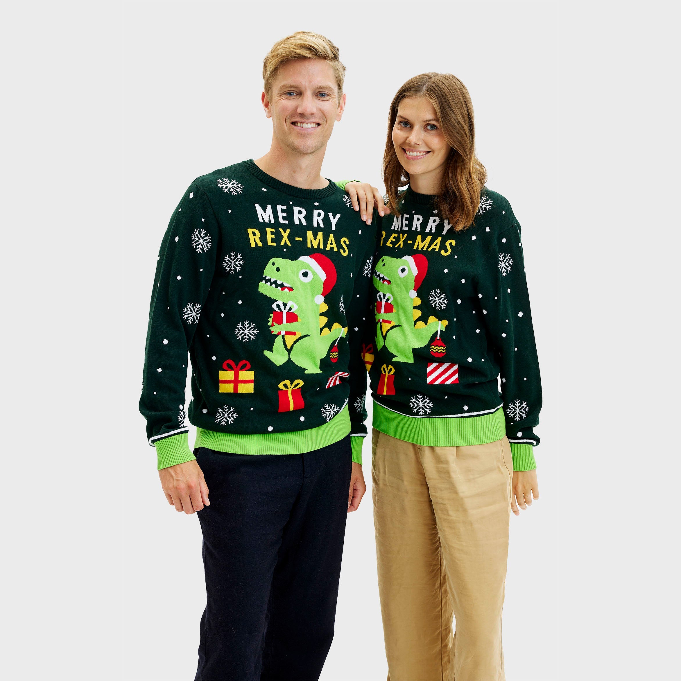 Søde dino julesweater - Dame.