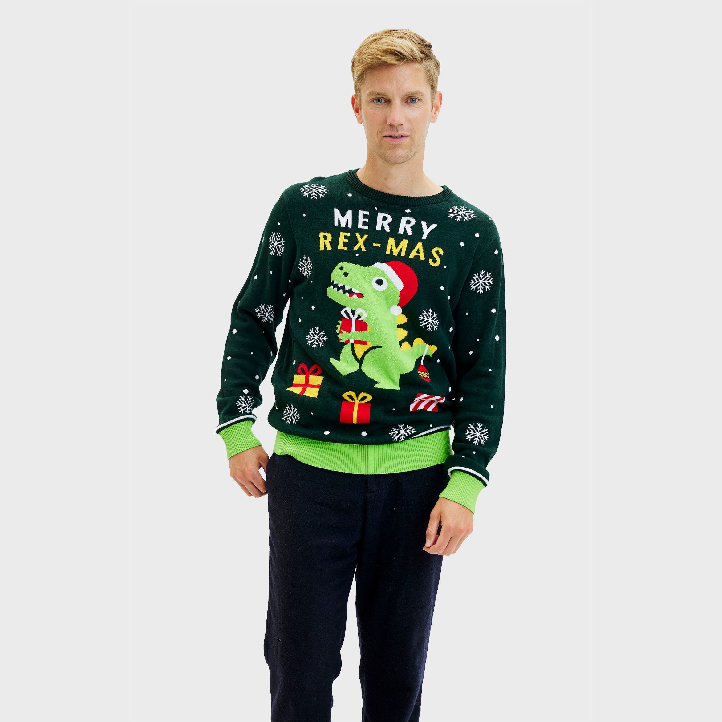 Søde dino julesweater - Herre