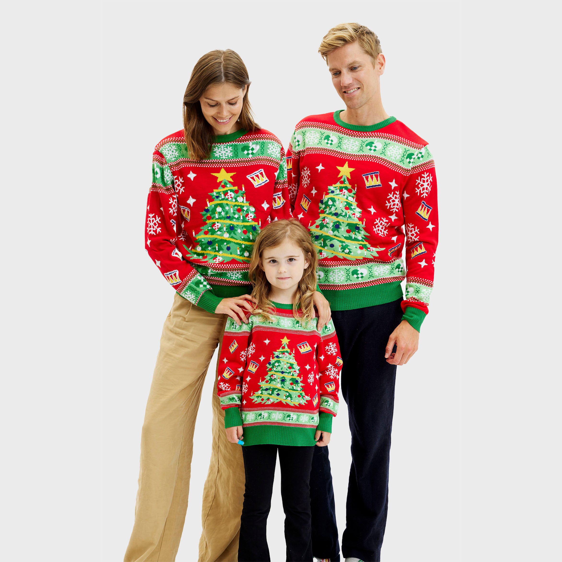 Juletræets Julesweater Rød LED - Dame