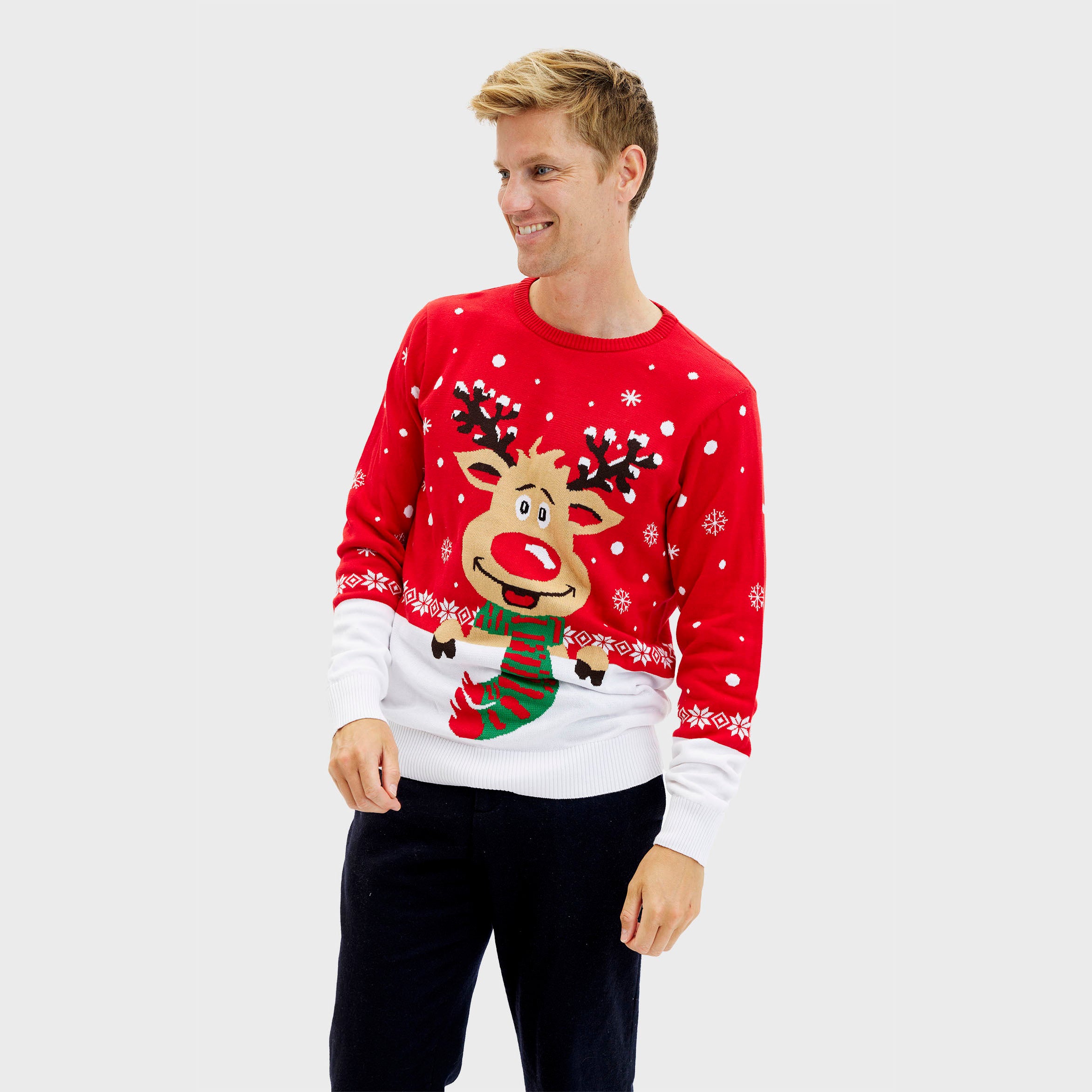 Rudolfs Julesweater Rød - Herre.