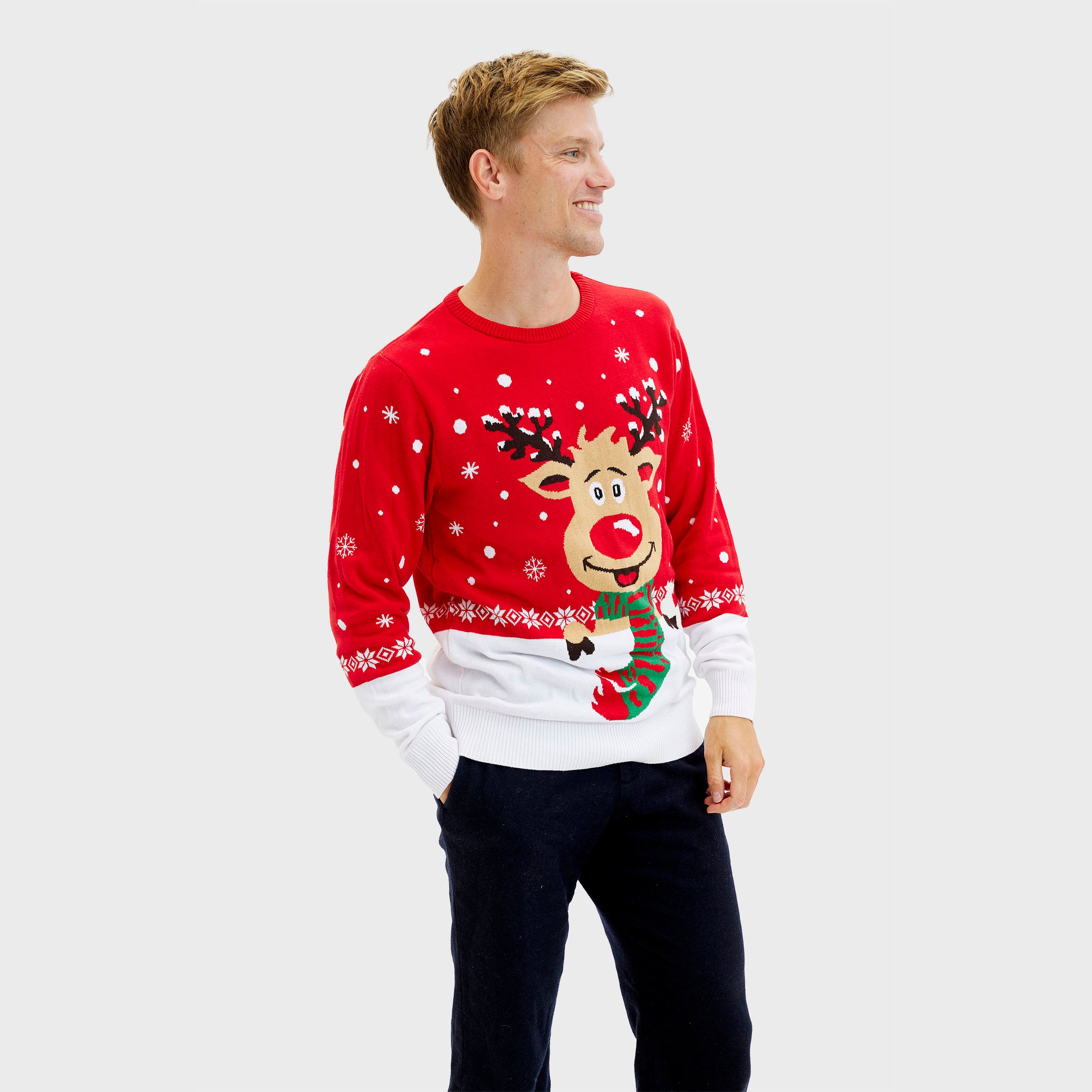 Rudolfs Julesweater Rød - Herre.