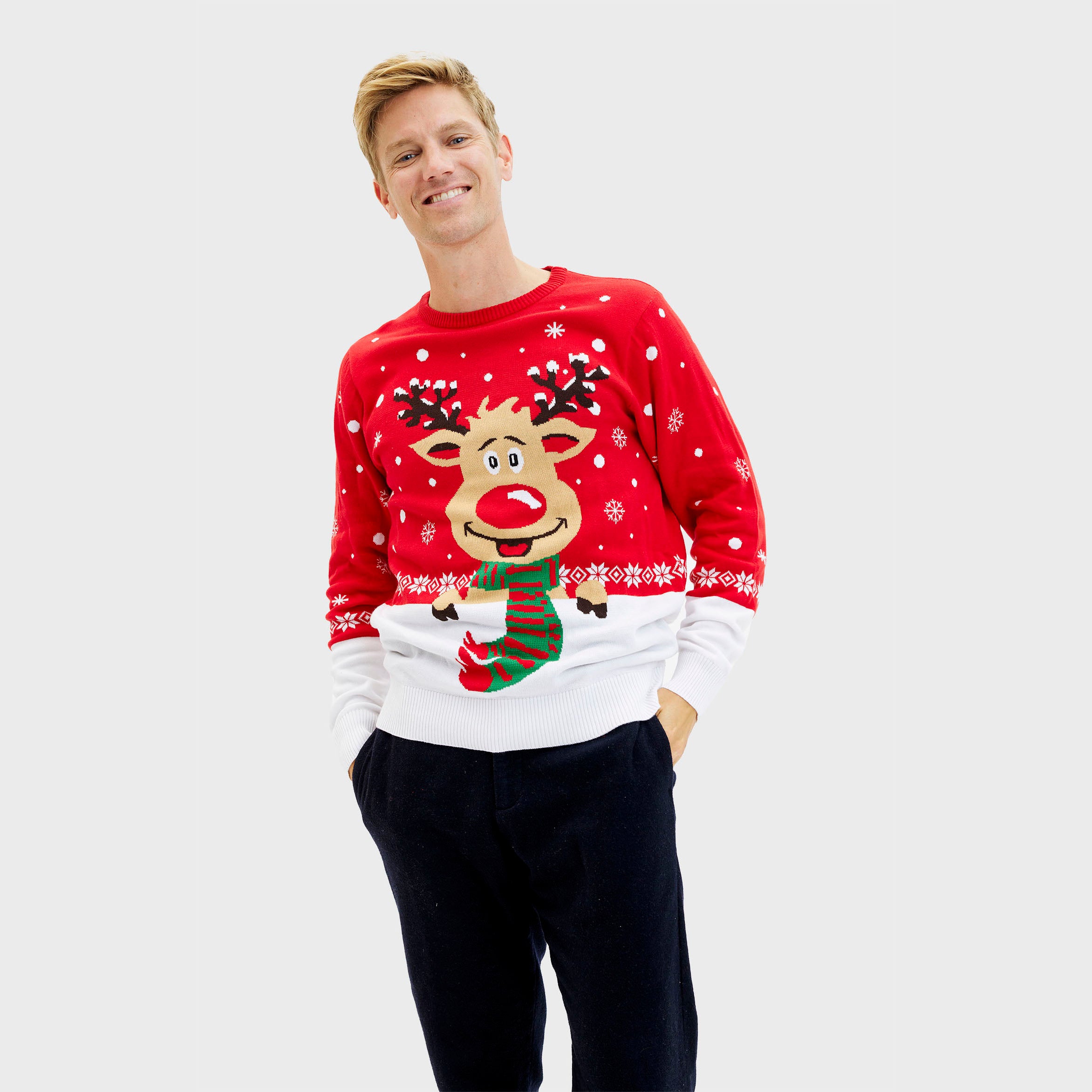 Rudolfs Julesweater Rød - Herre.