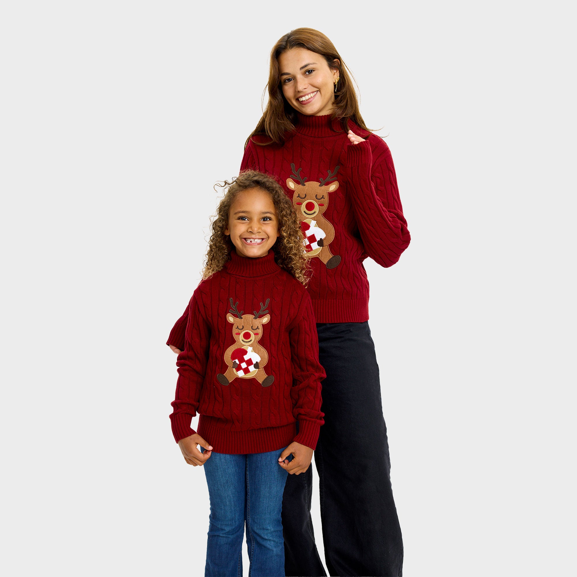 Loving reindeer cable knit julesweater - Barn.