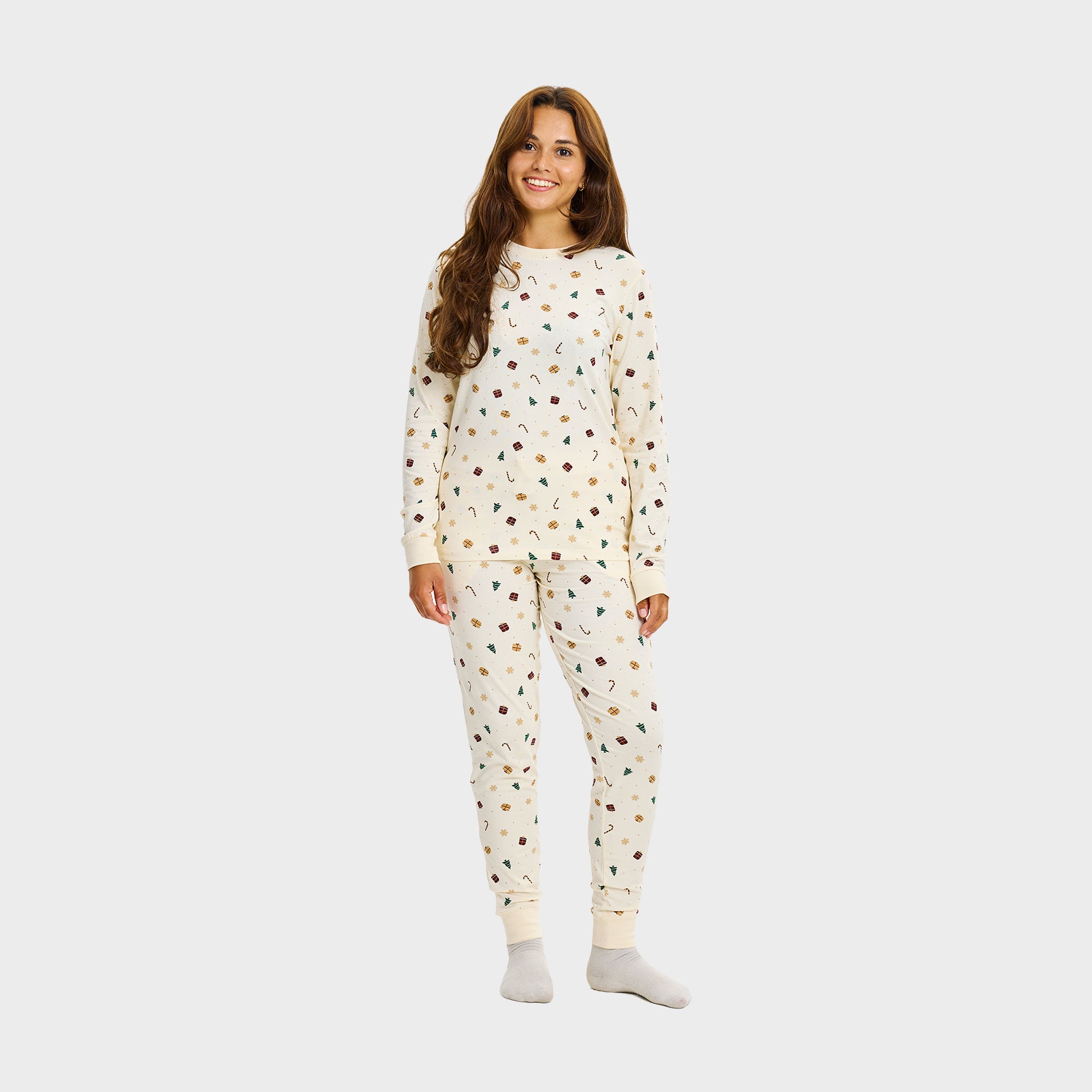 Juledrøm julepyjamas beige - Dame.