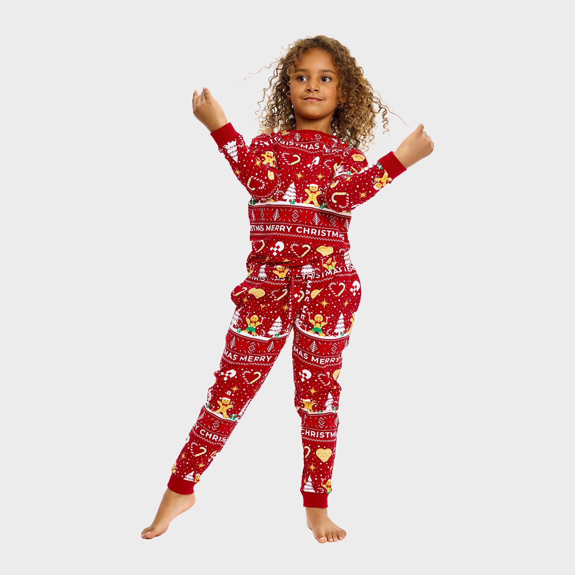 Christmas Cookie julepyjamas rød  - Barn.