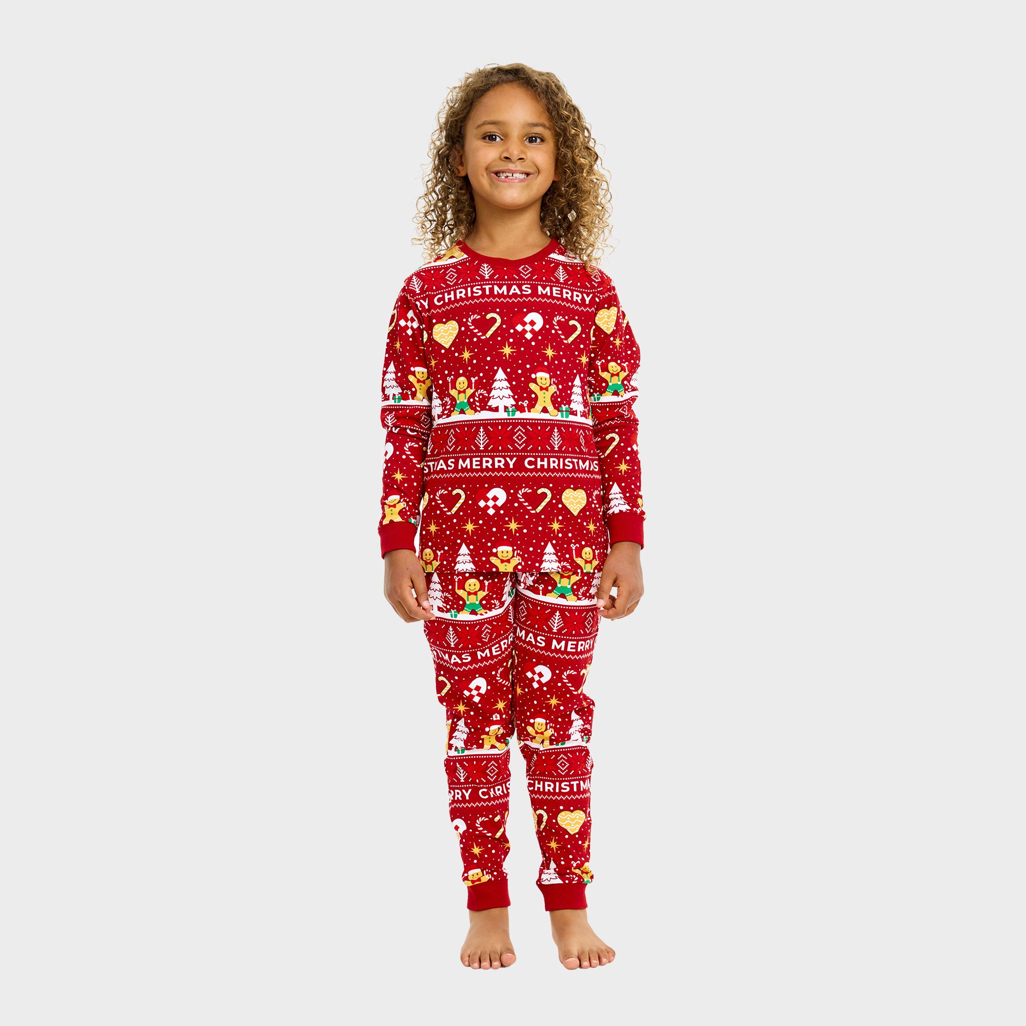 Christmas Cookie julepyjamas rød  - Barn.