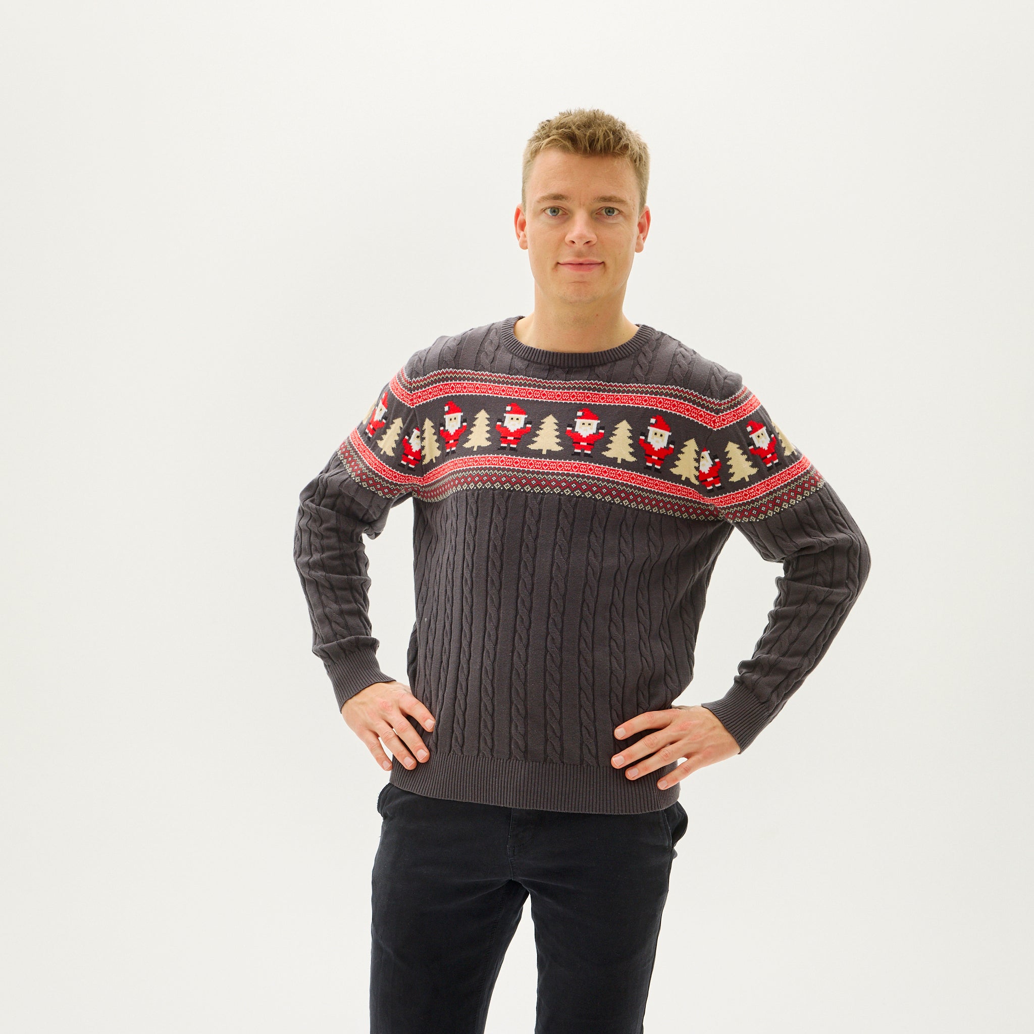 Santa's Cable Knit Sweater - Herre.