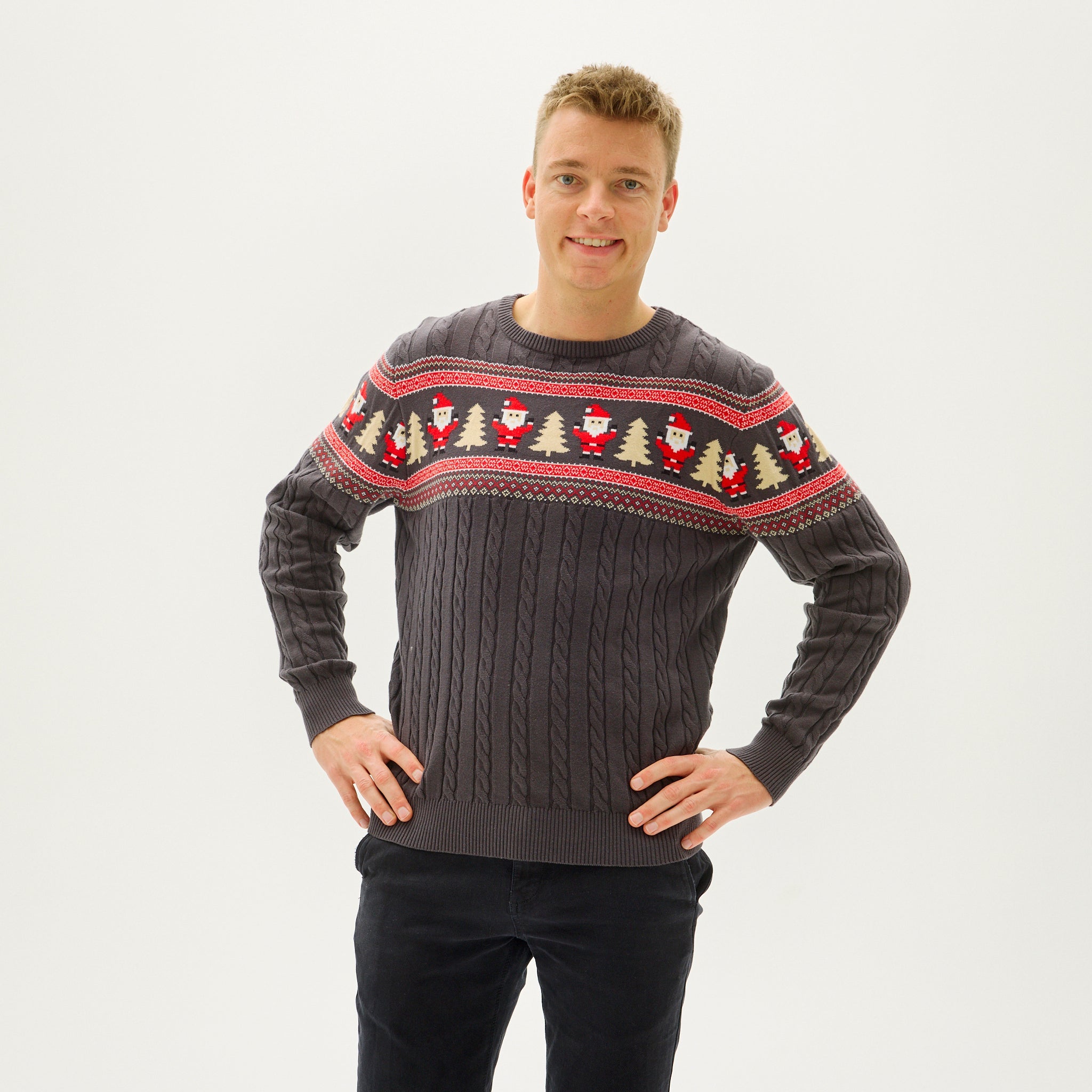 Santa's Cable Knit Sweater - Herre.