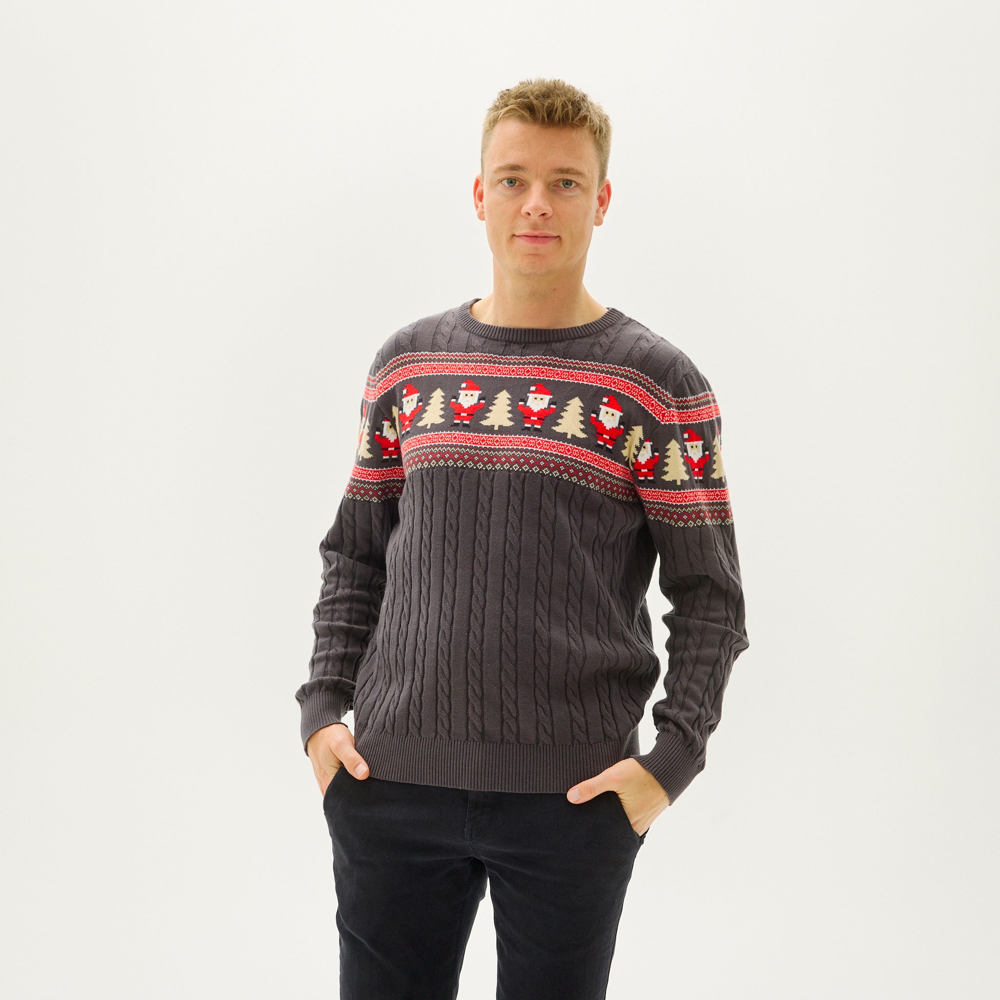 Santa's Cable Knit Sweater - Herre.